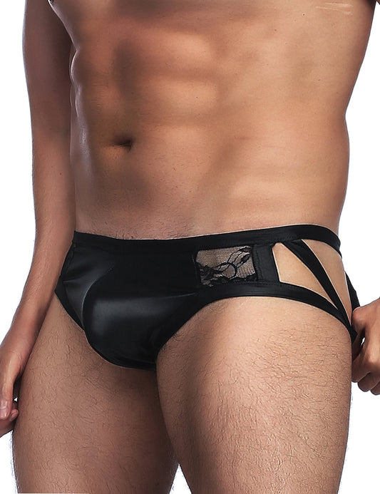 Mens Leather Low Rise Sexy Briefs